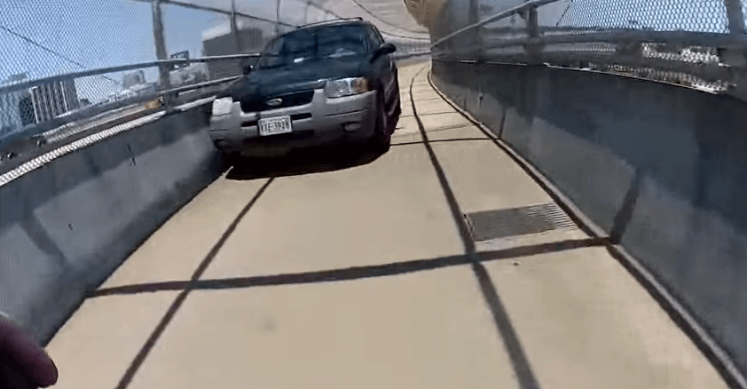 Car-bike collision on Norfolk's pedestrian bridge
