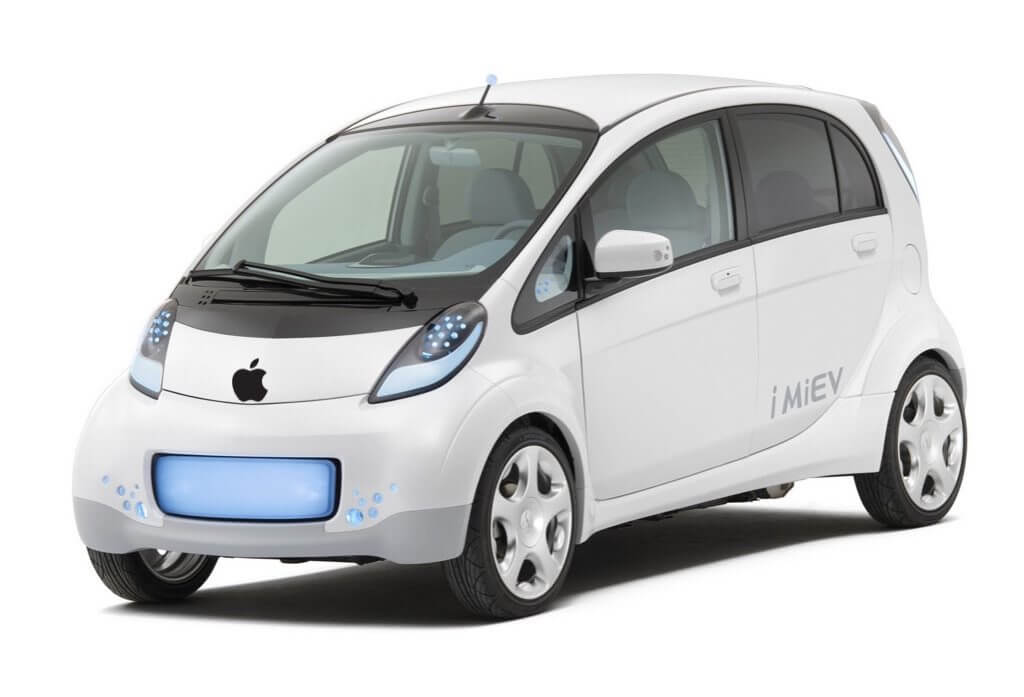 Not the actual Apple Car. Just a Mitsubishi i-MiEV with an Apple logo stuck on.
