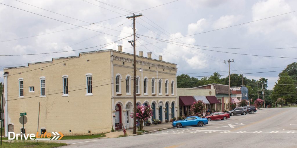 The small, sleepy town of Grantville. Building closest is where Morgan's hideout was filmed