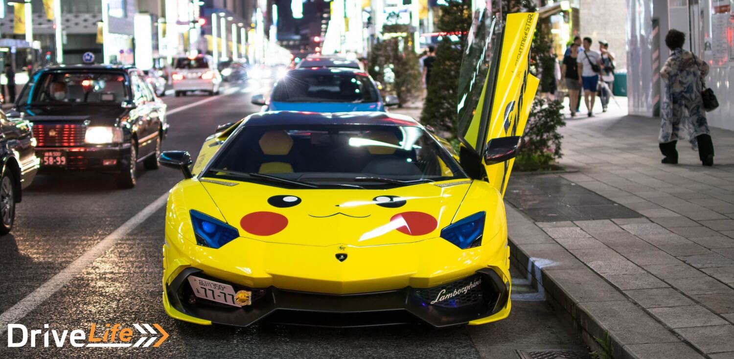 drivelife-nz-tokyo-car-spotting-ginza-lamborghini-aventador-pikachu